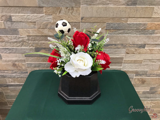 Red & White, Football Colour Grave Pot