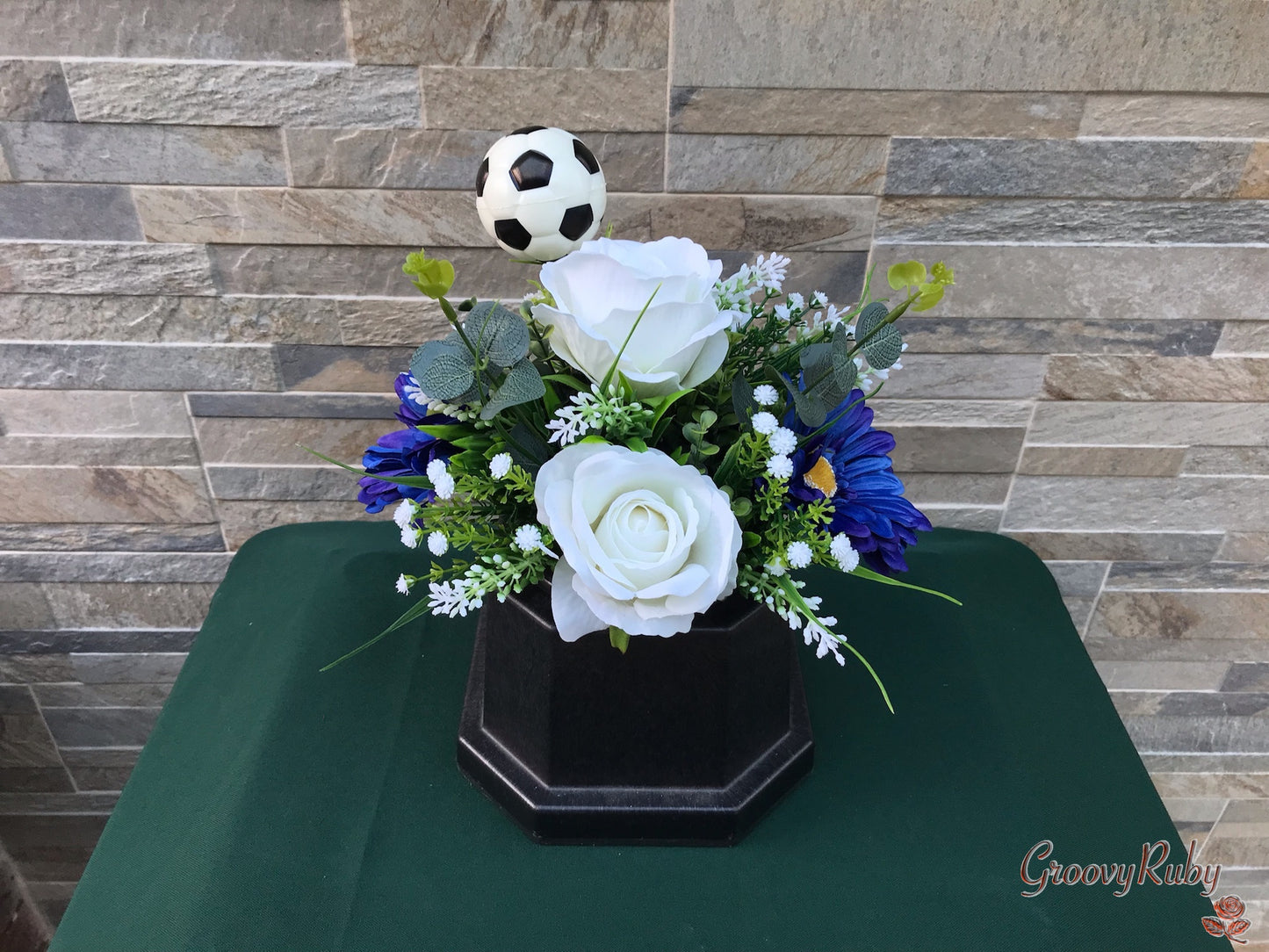 Royal Blue & White, Football Colour Grave Pot