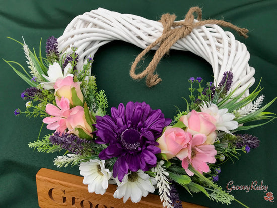 Heavenly Purple Heart Wicker Wreath