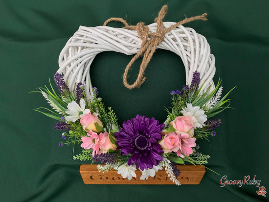 Heavenly Purple Heart Wicker Wreath