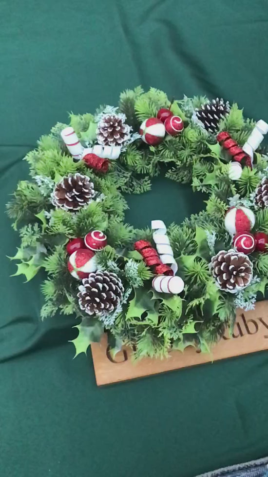 Load and play video in Gallery viewer, Candy Cane Wreath
