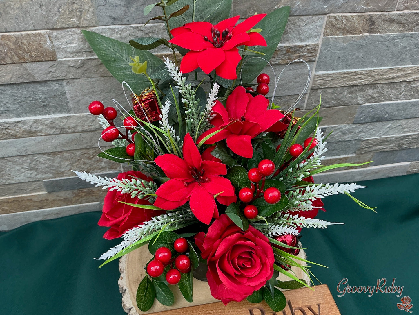 Christmas Blessing, Headstone/Cemetery Flat Back, Tall Grave Pot