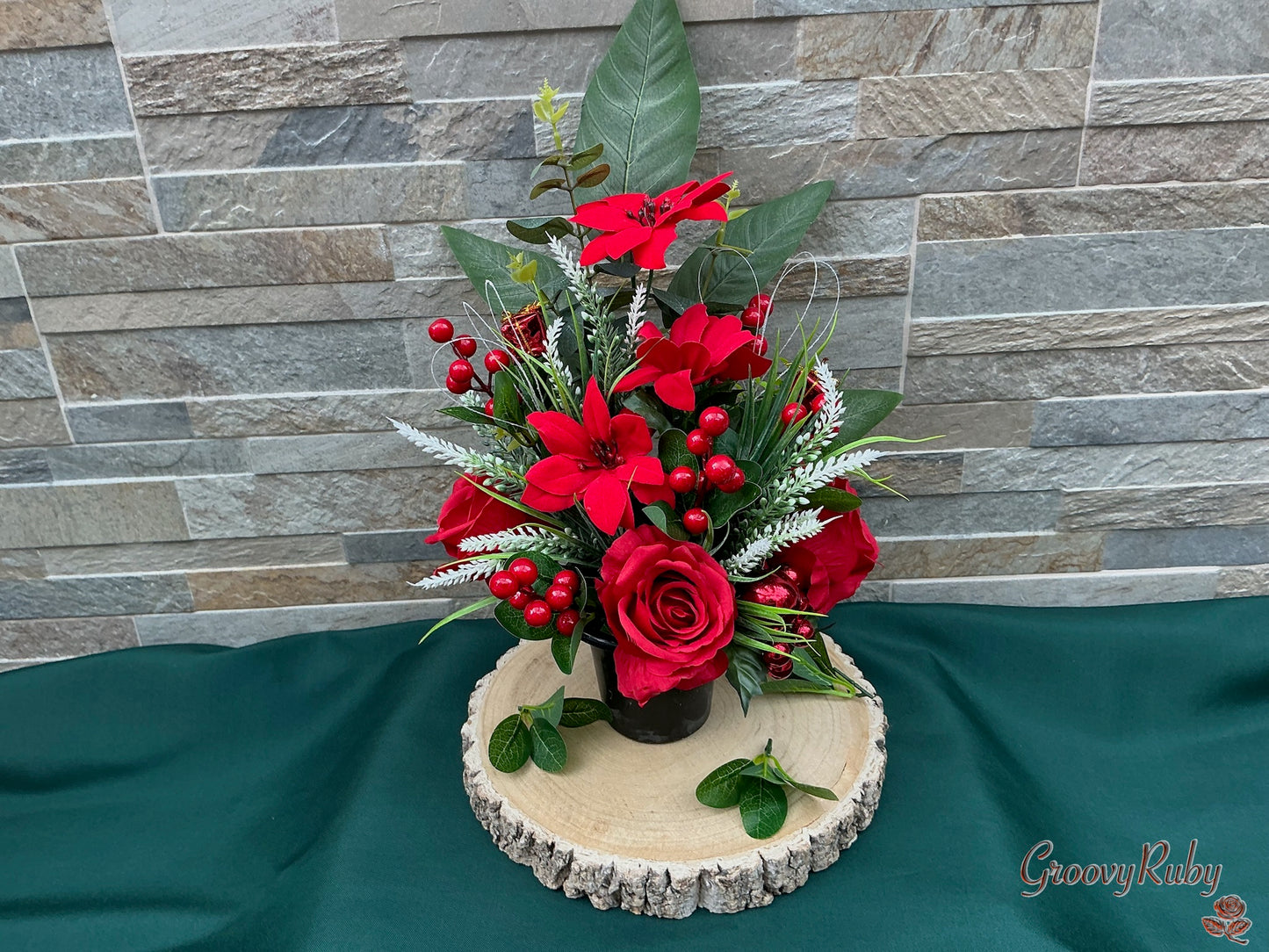 Christmas Blessing, Headstone/Cemetery Flat Back, Tall Grave Pot