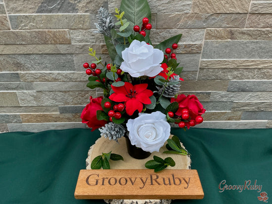 Christmas Morning, Headstone/Cemetery Flat Back, Tall Grave Pot