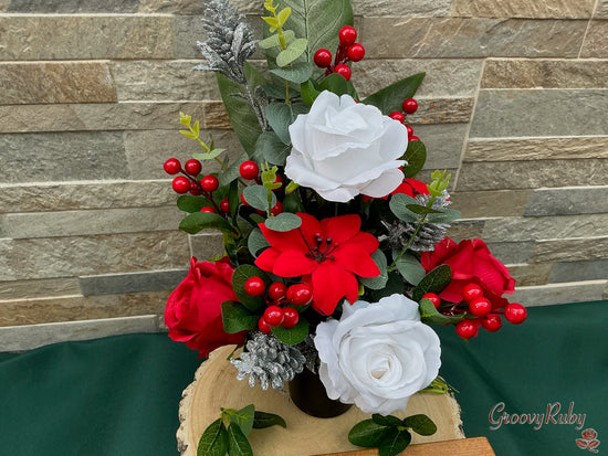 Christmas Morning, Headstone/Cemetery Flat Back, Tall Grave Pot