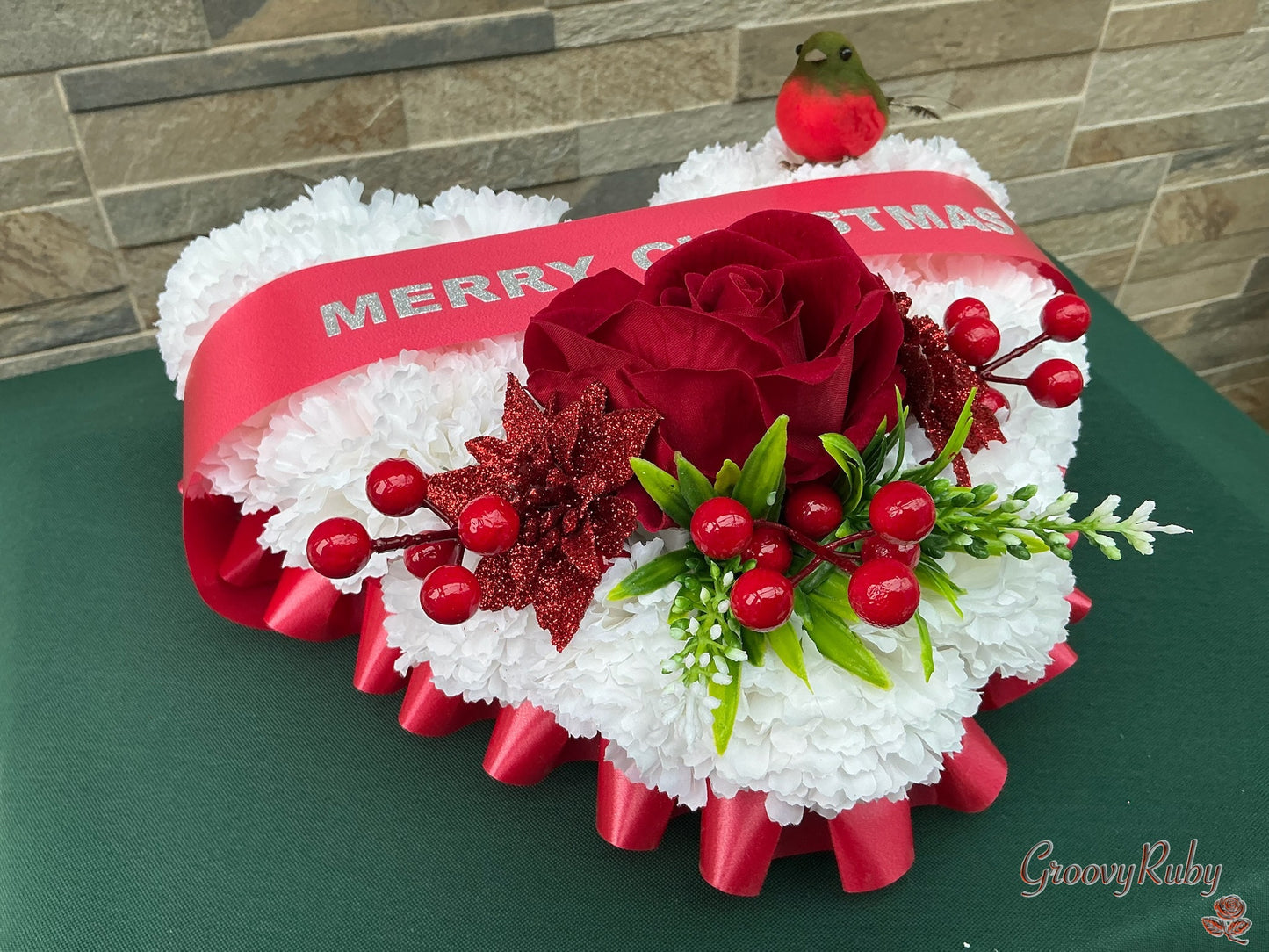 Christmas Robin Heart Personalised