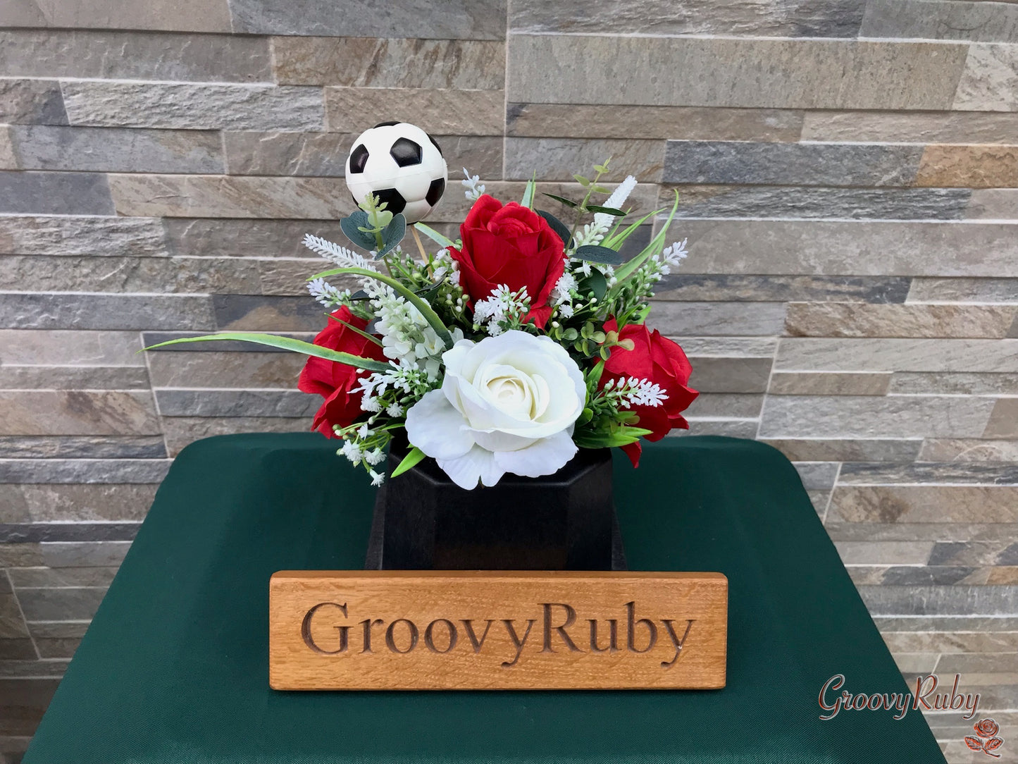 Red & White, Football Colour Grave Pot