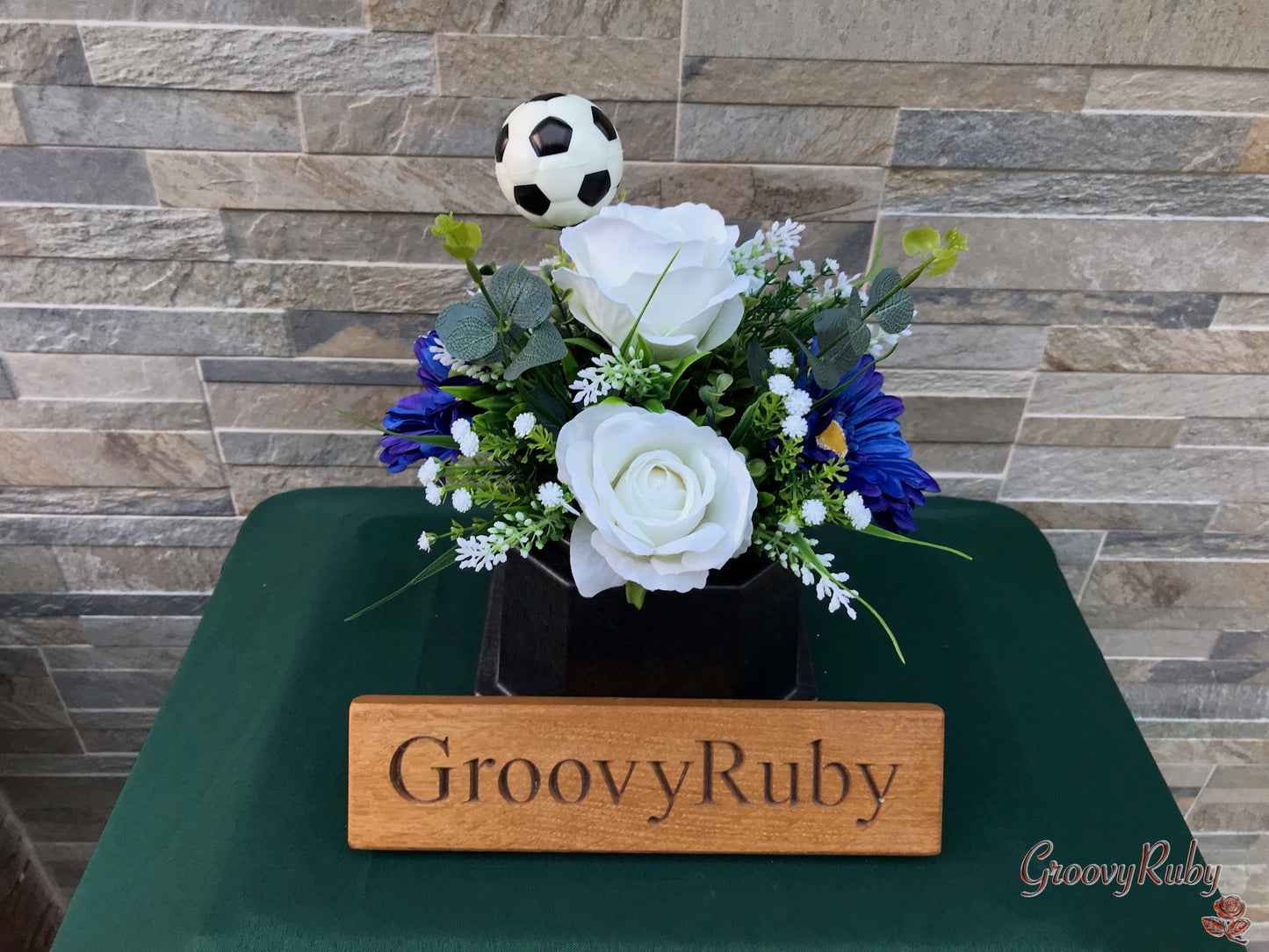 Royal Blue & White, Football Colour Grave Pot