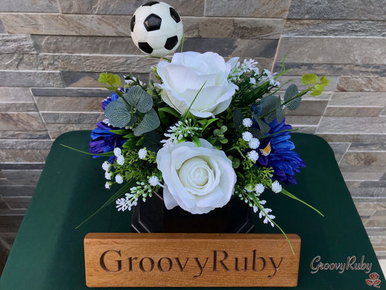 Royal Blue & White, Football Colour Grave Pot