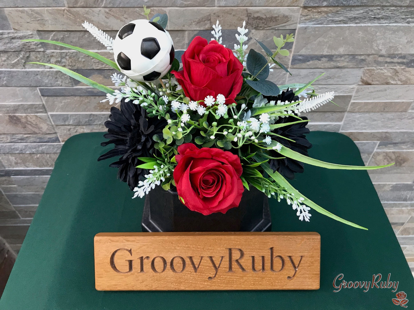 Red & Black, Football Colour Grave Pot