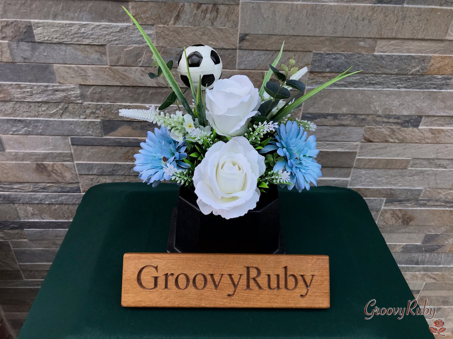 Sky Blue & White, Football Colour Grave Pot