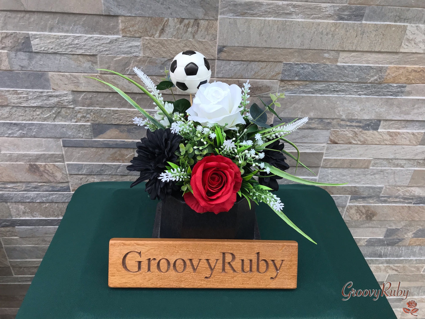 White, Red & Black, Football Colour Grave Pot