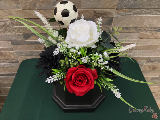 White, Red & Black, Football Colour Grave Pot