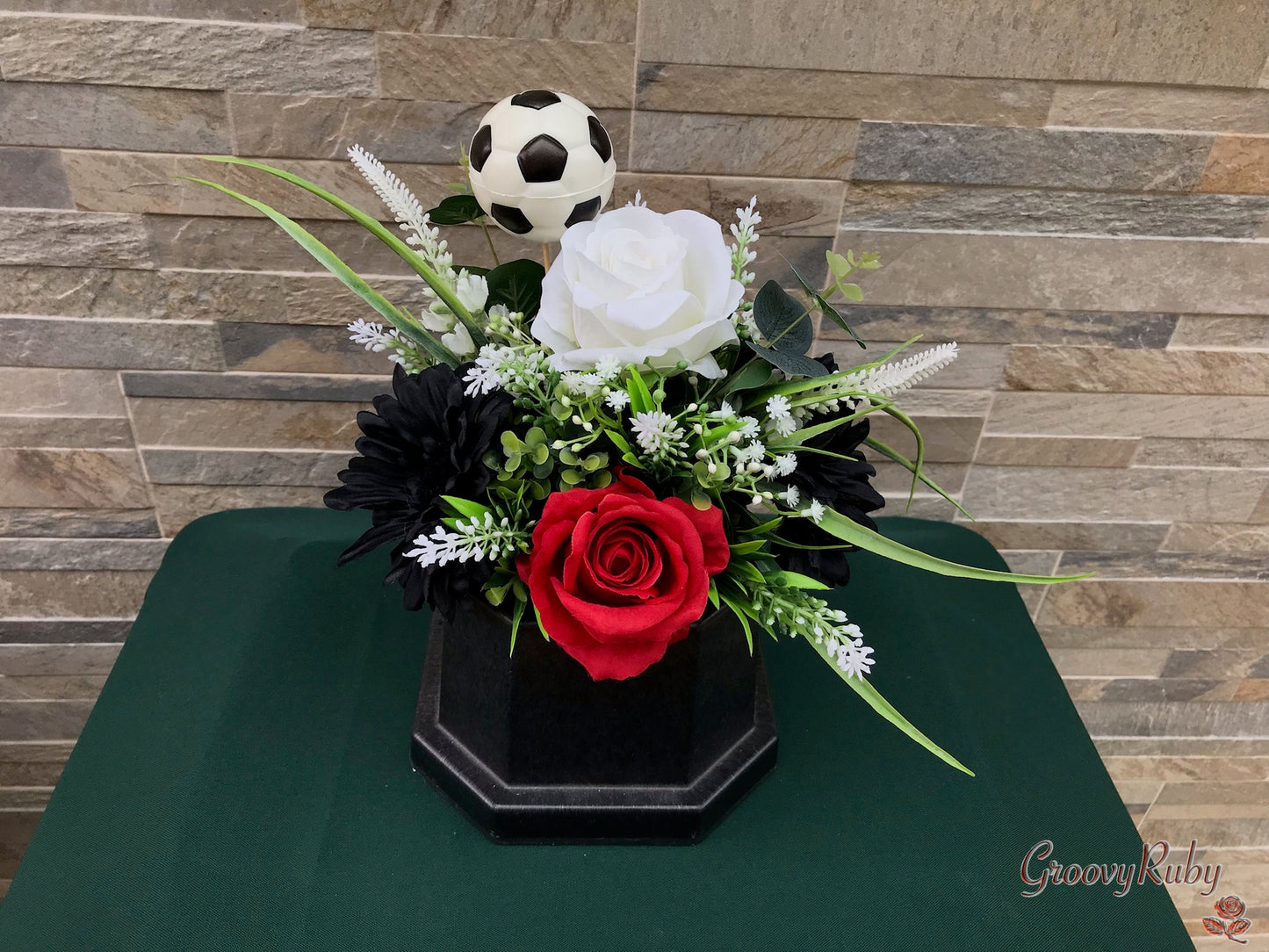 White, Red & Black, Football Colour Grave Pot