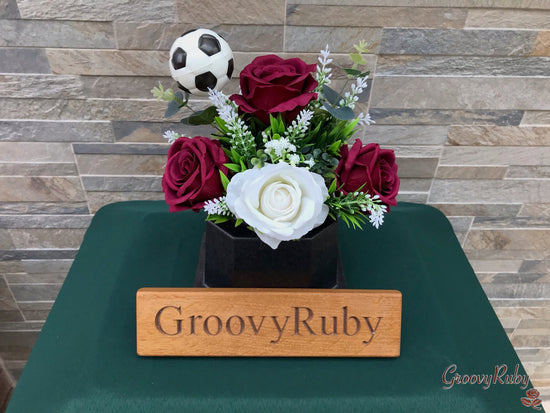 Burgundy & White, Football Colour Grave Pot