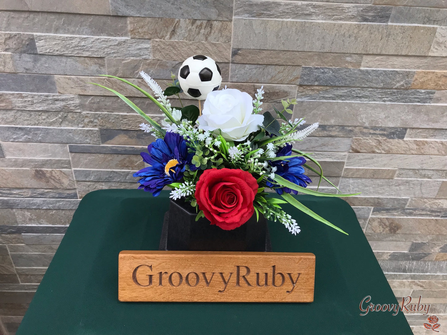 White, Red & Blue, Football Colour Grave Pot