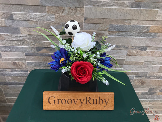 White, Red & Blue, Football Colour Grave Pot