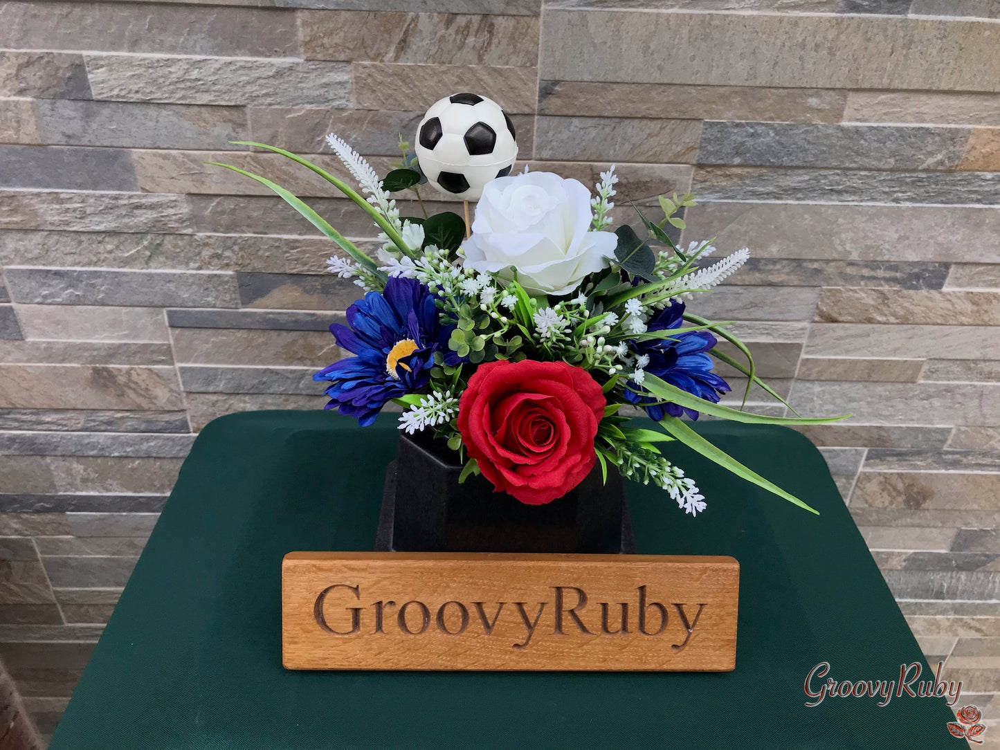 White, Red & Blue, Football Colour Grave Pot