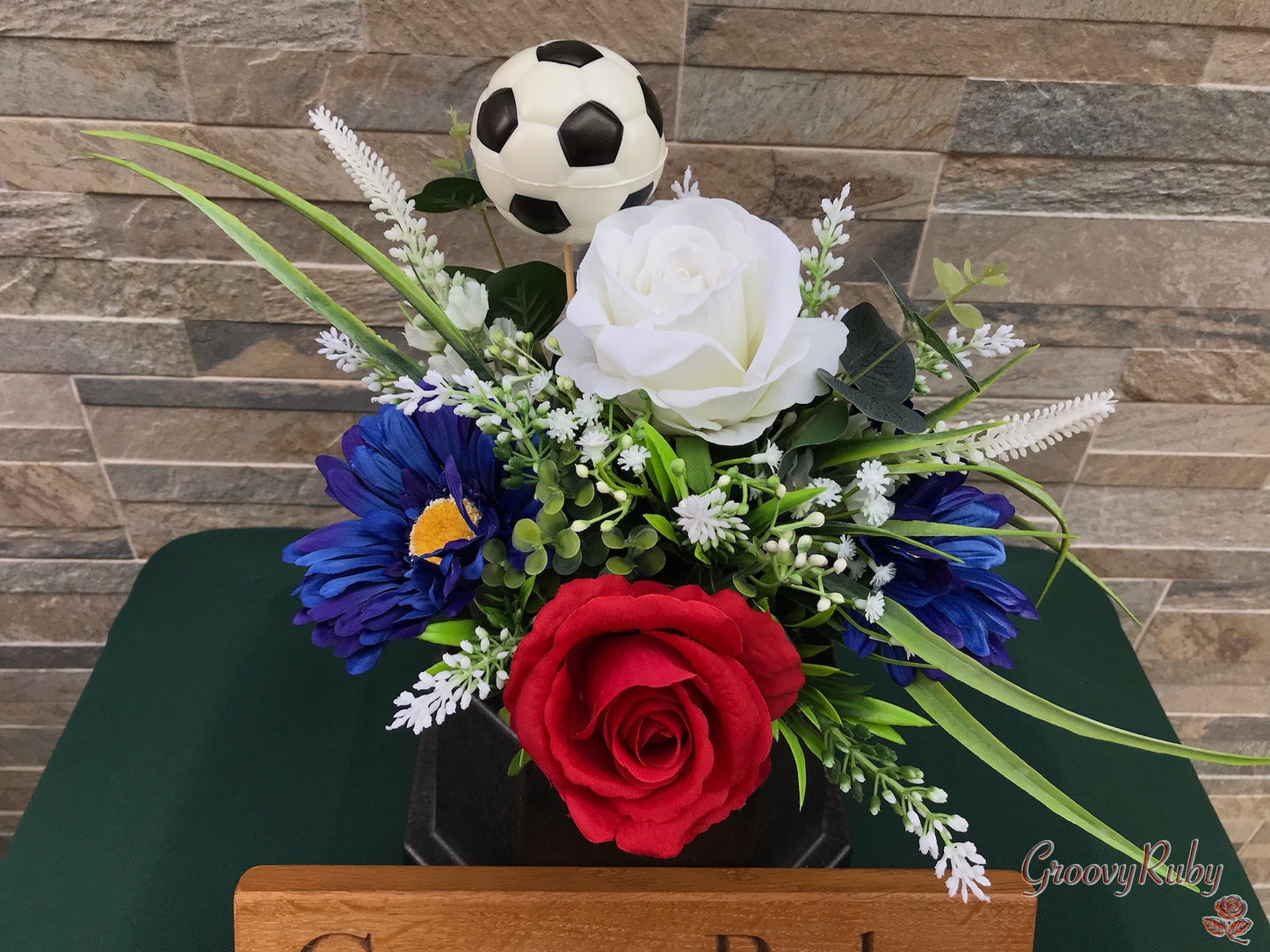 White, Red & Blue, Football Colour Grave Pot