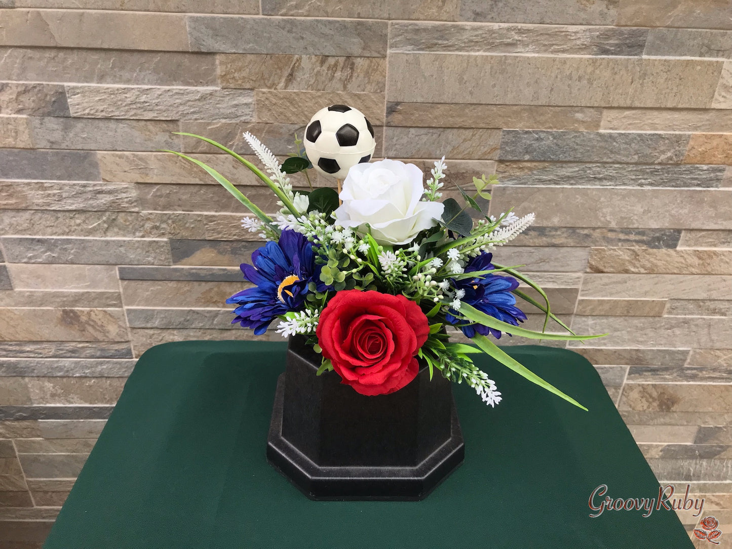 White, Red & Blue, Football Colour Grave Pot