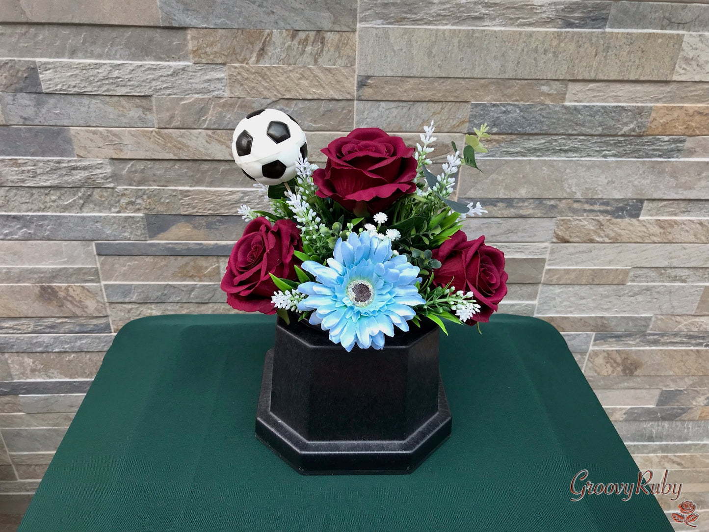 Burgundy & Sky Blue, Football Colour Grave Pot