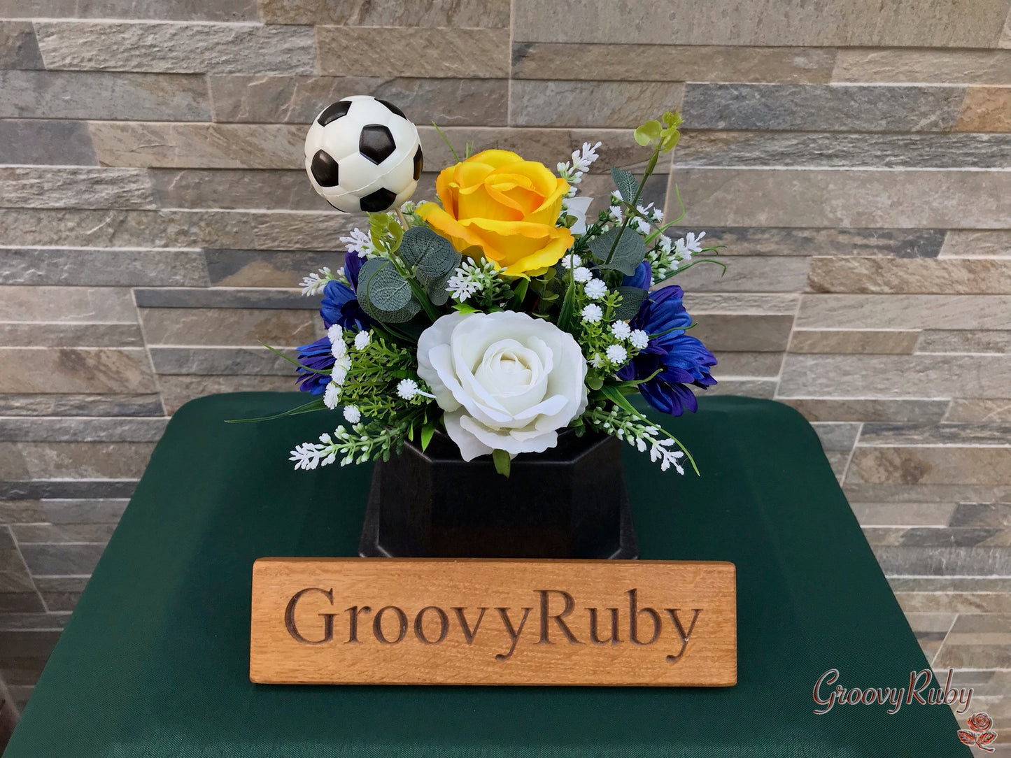 Yellow & Blue, Football Colour Grave Pot