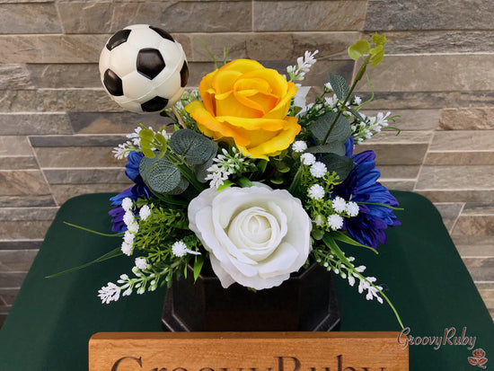 Yellow & Blue, Football Colour Grave Pot