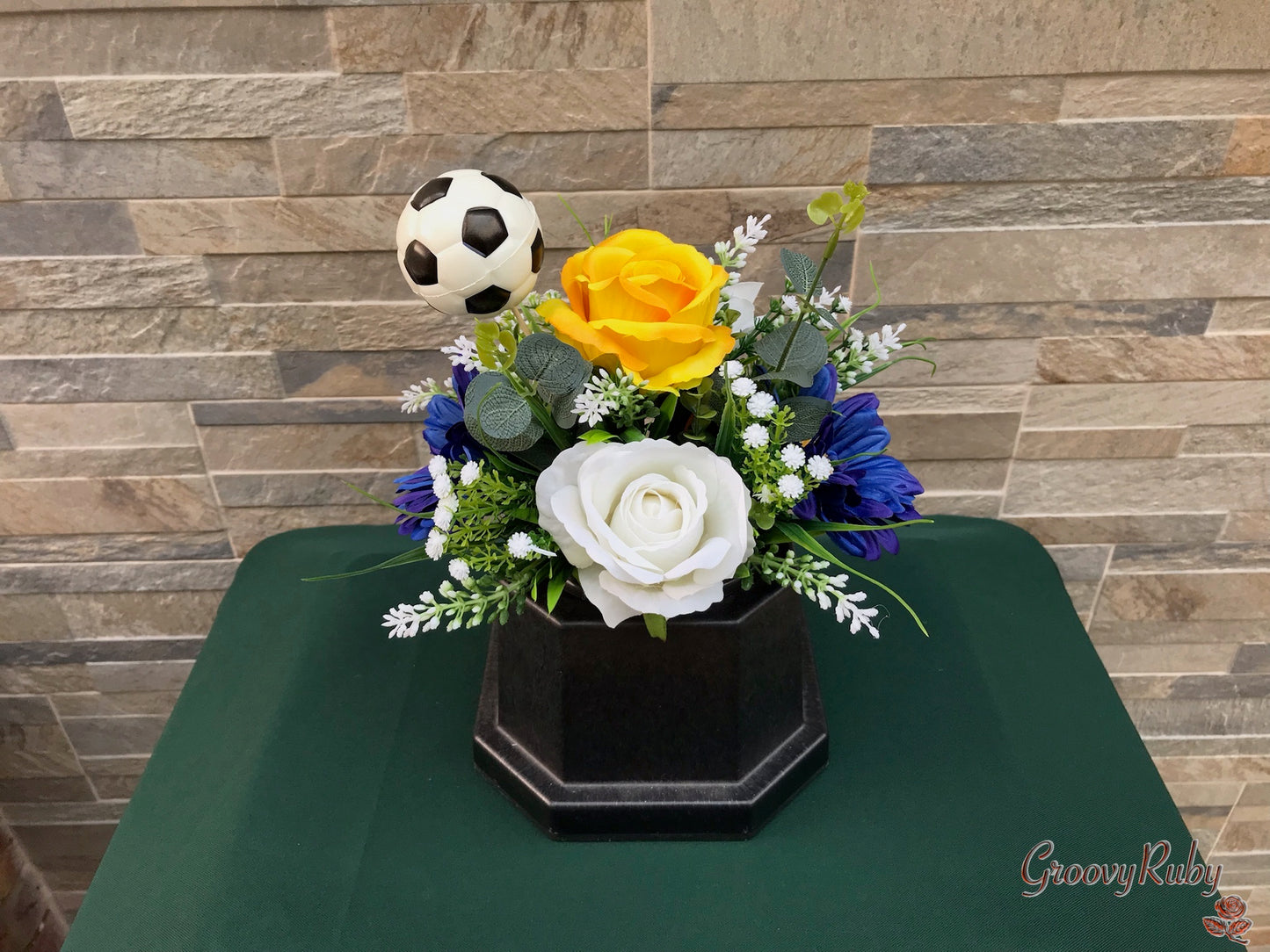 Yellow & Blue, Football Colour Grave Pot