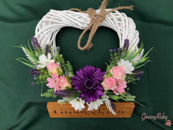 Heavenly Purple Heart Wicker Wreath