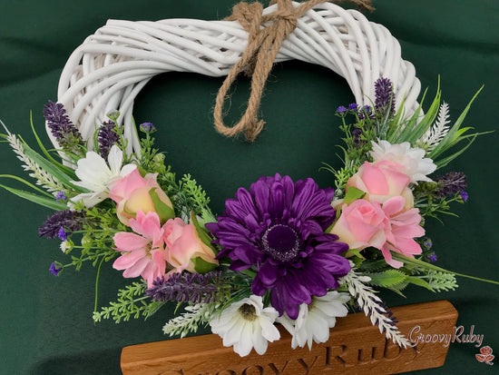 Heavenly Purple Heart Wicker Wreath