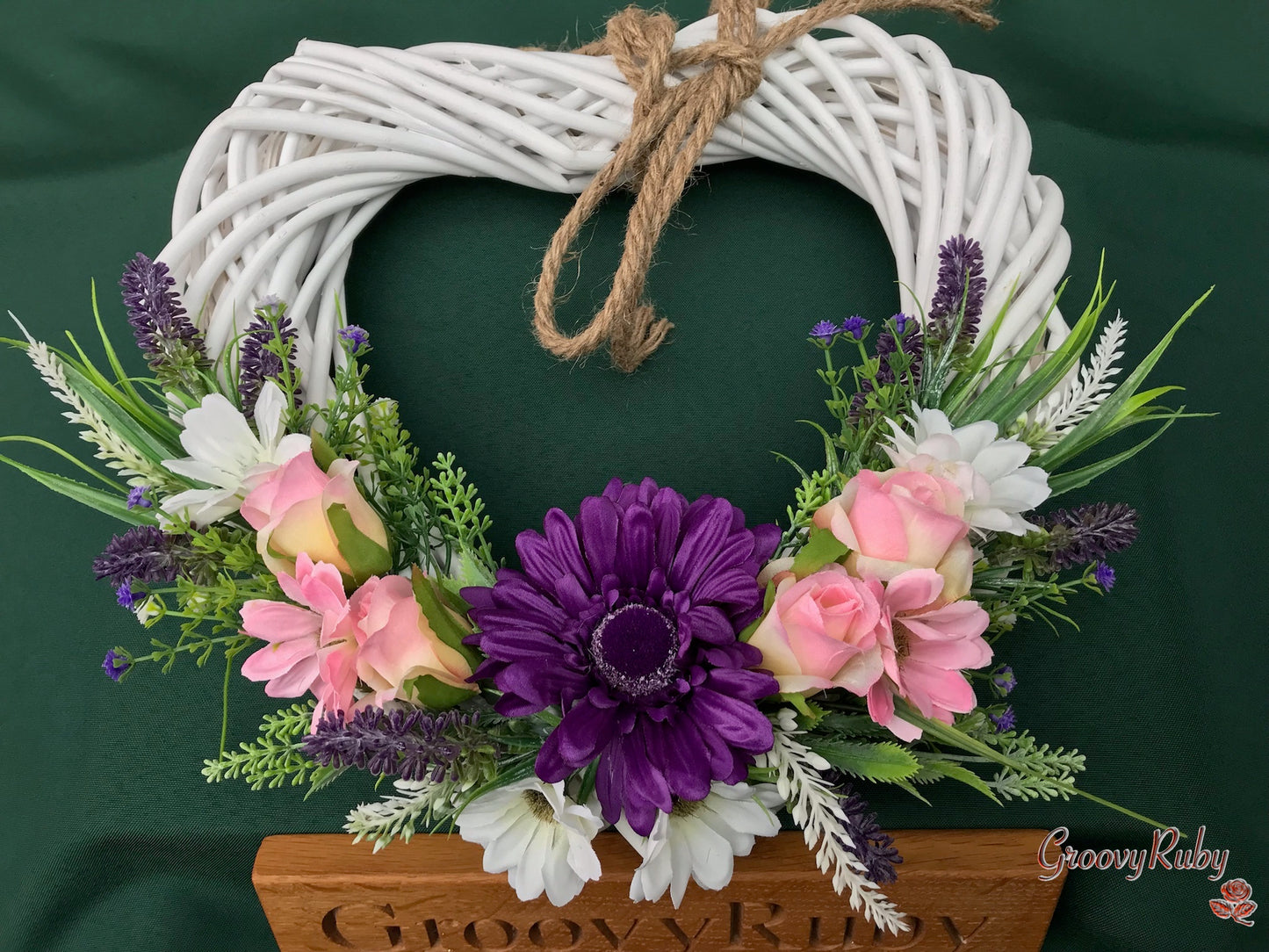Heavenly Purple Heart Wicker Wreath