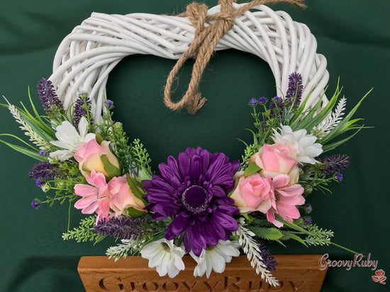 Heavenly Purple Heart Wicker Wreath