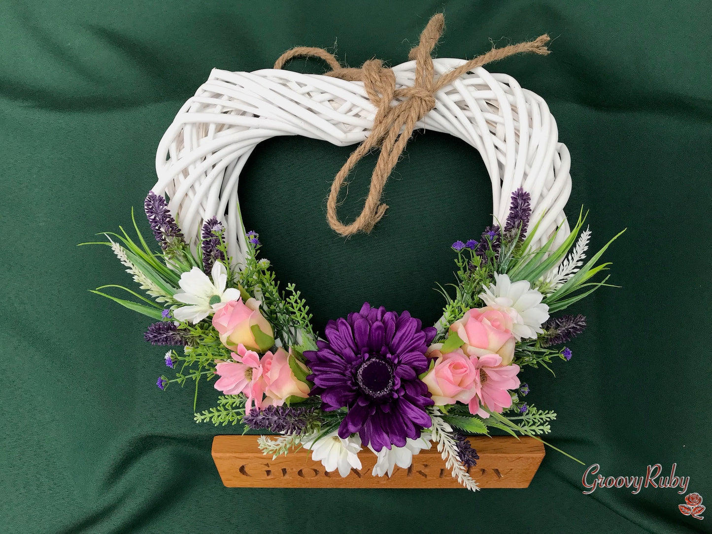 Heavenly Purple Heart Wicker Wreath