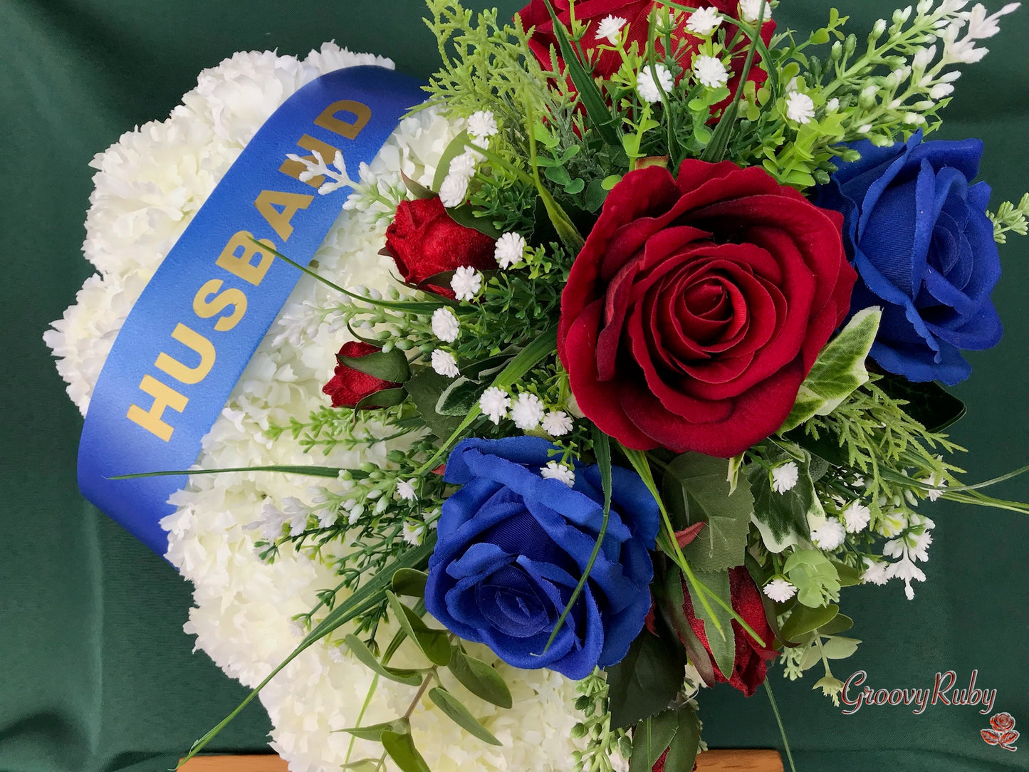Royal Blue & Red Family Named Heart Tribute