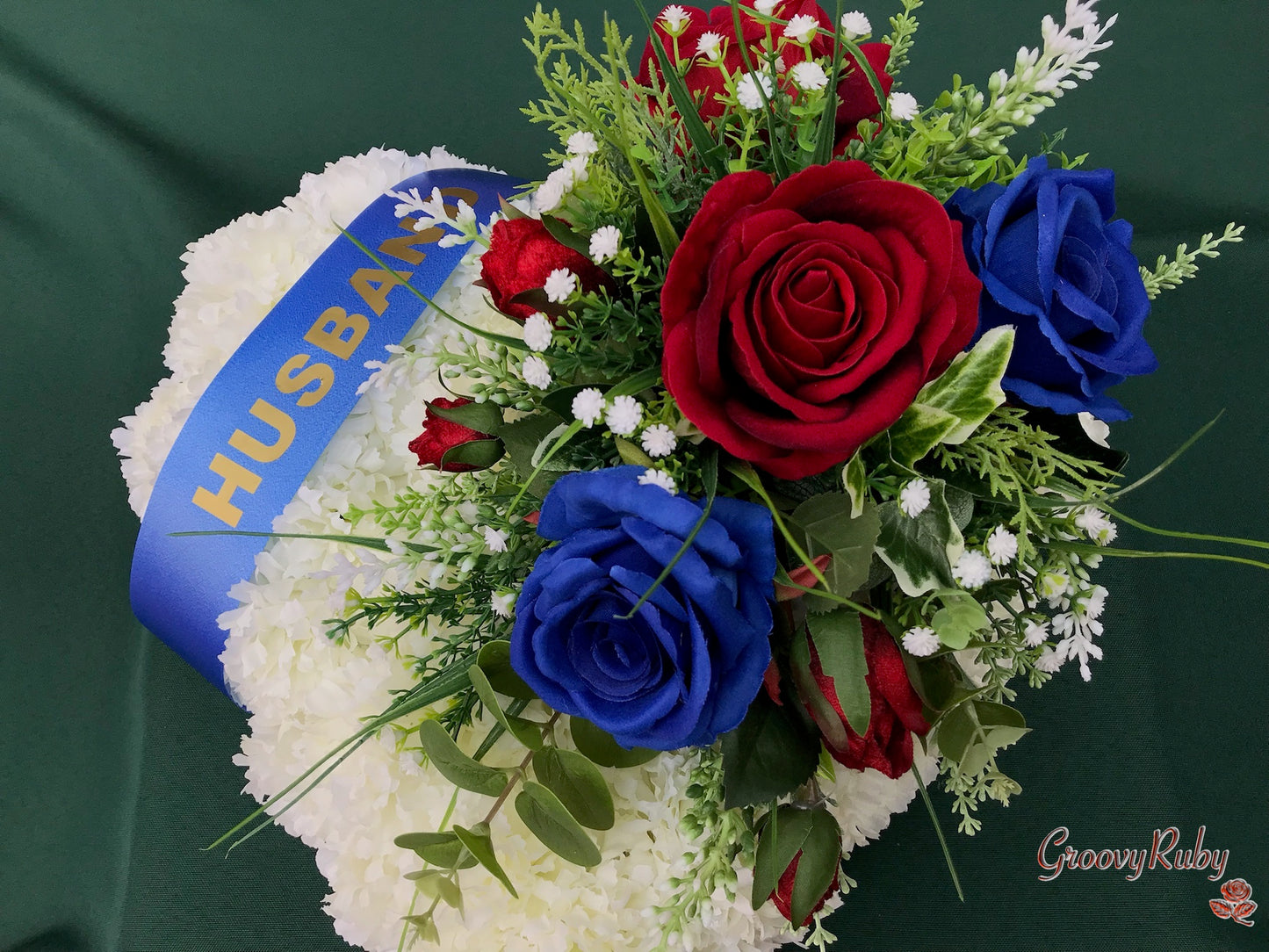 Royal Blue & Red Family Named Heart Tribute