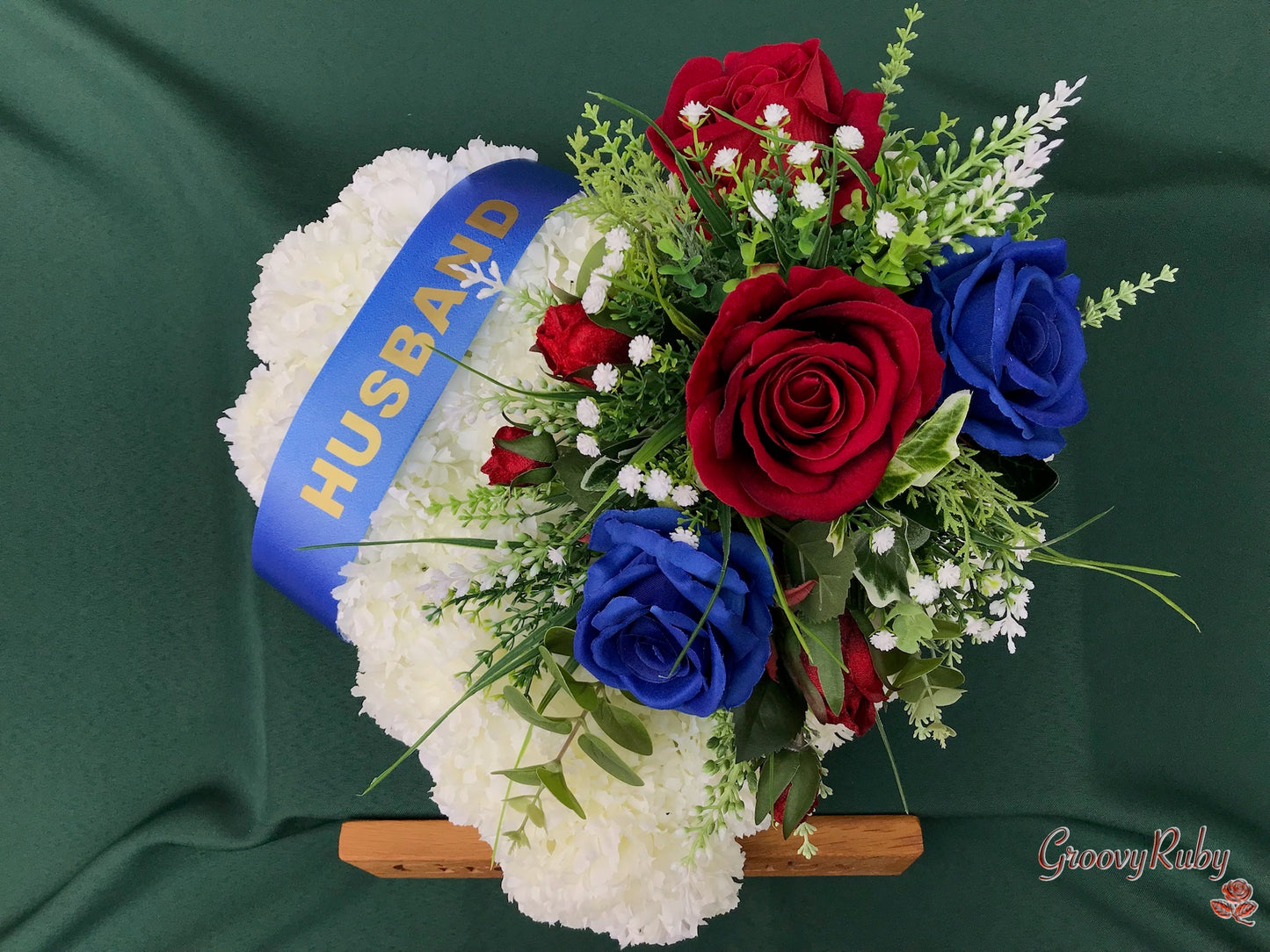 Royal Blue & Red Family Named Heart Tribute