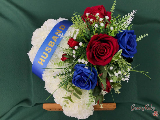 Royal Blue & Red Family Named Heart Tribute