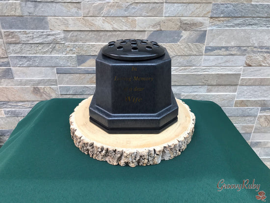 Free Standing Grave Pot With Weighted Base - 'In Loving Memory of a dear Wife'