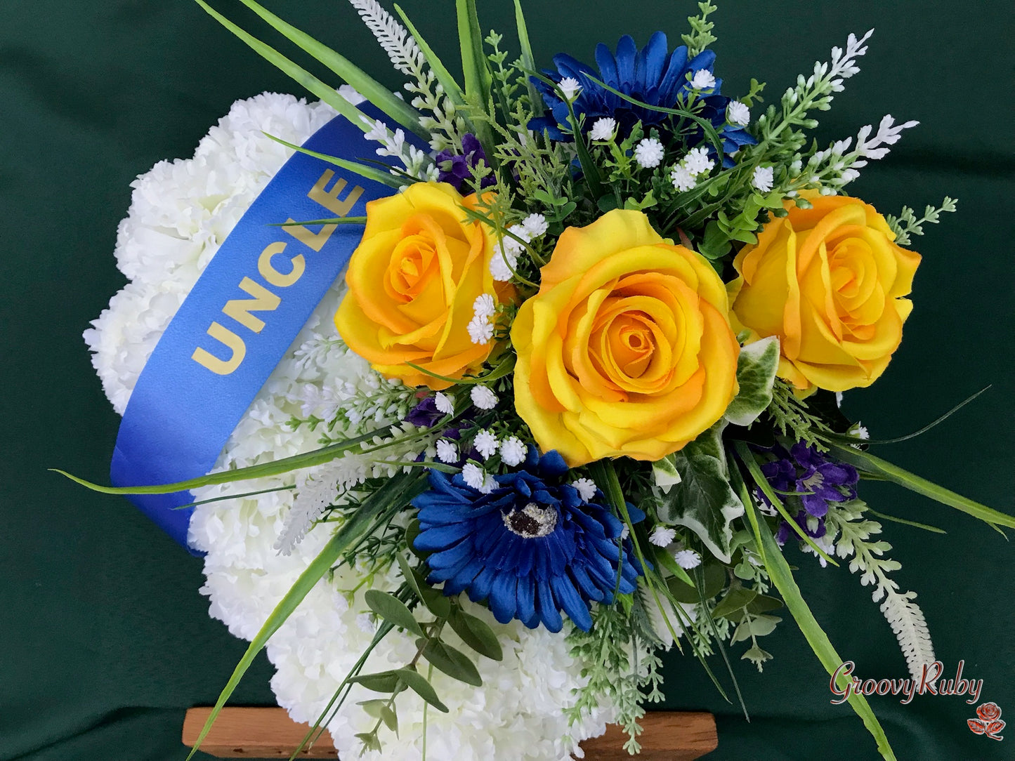 Yellow & Navy Family Named Heart Tribute