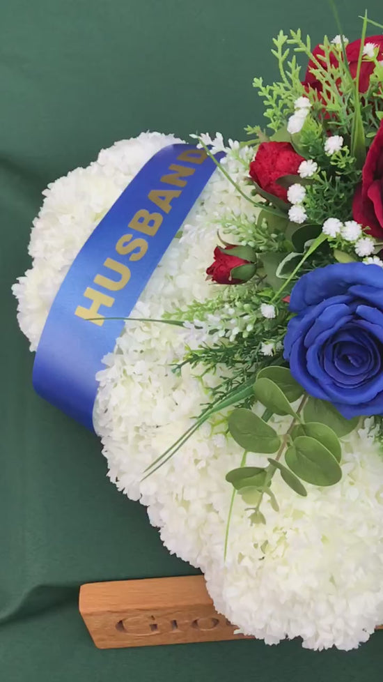 Load and play video in Gallery viewer, Royal Blue &amp;amp; Red Family Named Heart Tribute
